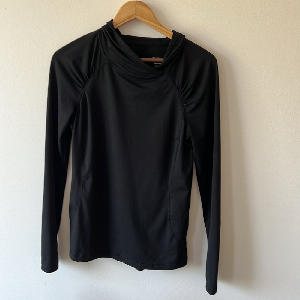 Danskin Now Long Sleeve Mock Neck Hooded Active Thumbholes Black Sz S - Picture 7 of 7